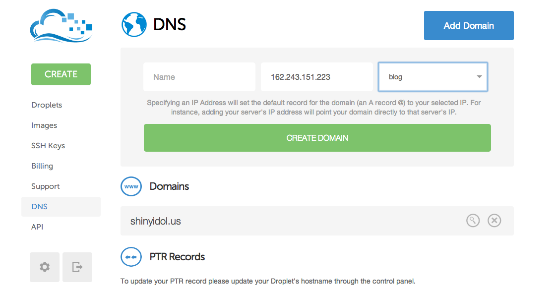 Digital Ocean Name Servers Setup